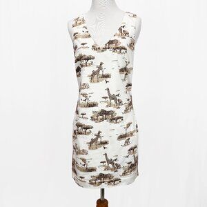Banana Republic Women's Size 2 White Sarari Animal Print Sleeveless Summer Dress